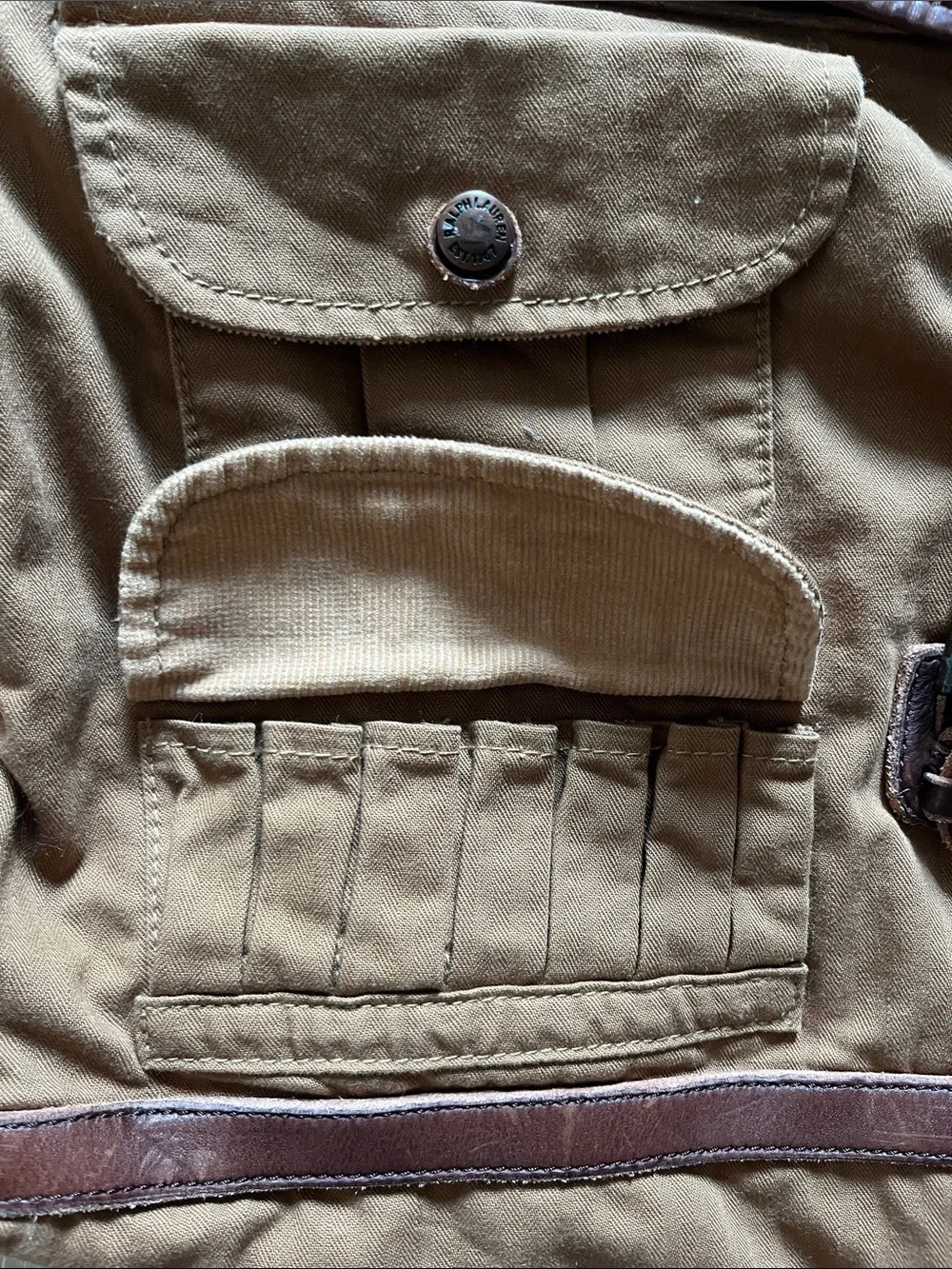 Vintage Polo Ralph Lauren Canvas Messenger Bag Leather Brown Trim Aztec Lining